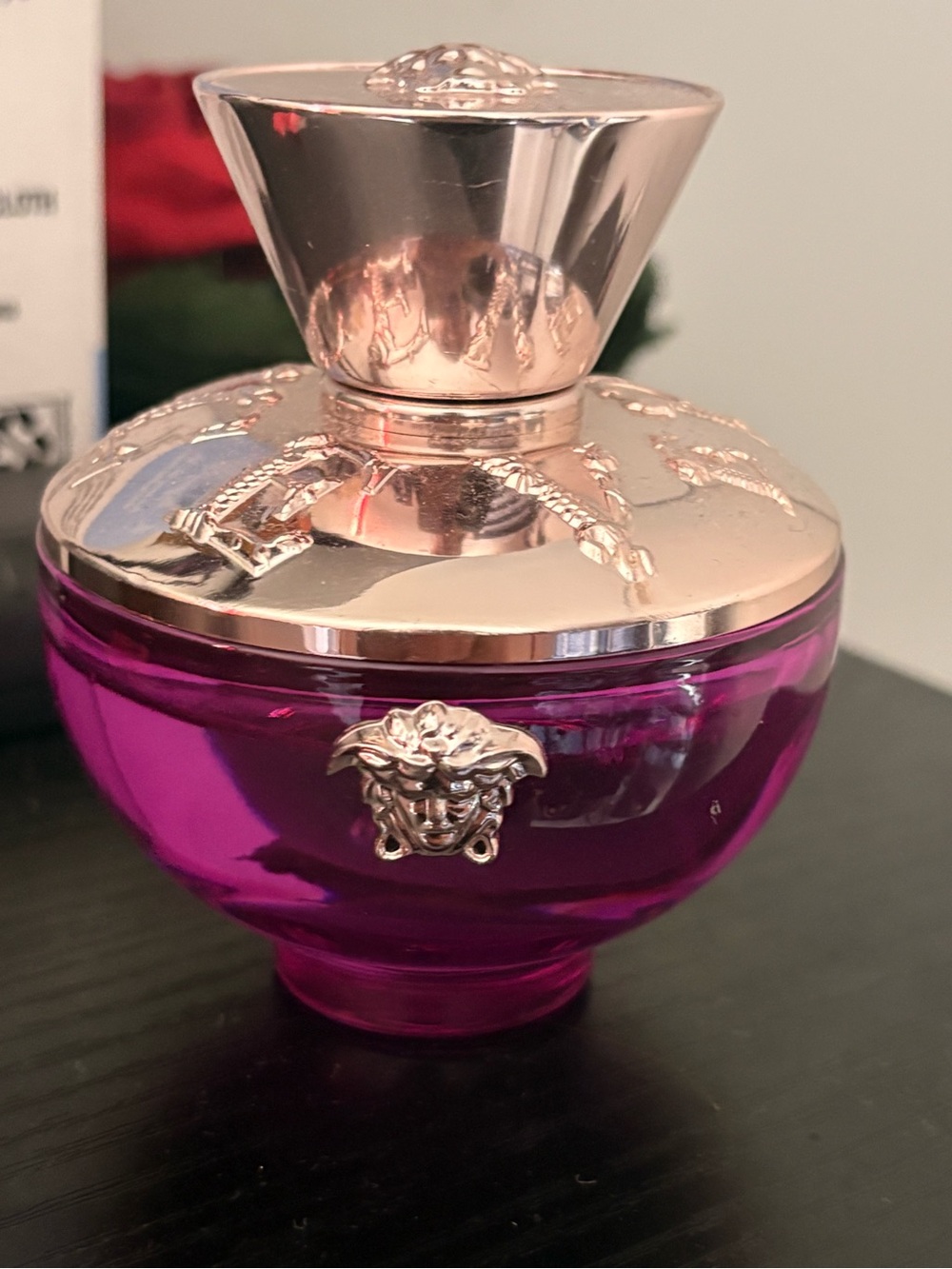 Versace Fuchsia Glass Trinket Jar with Gold-Tone Lid